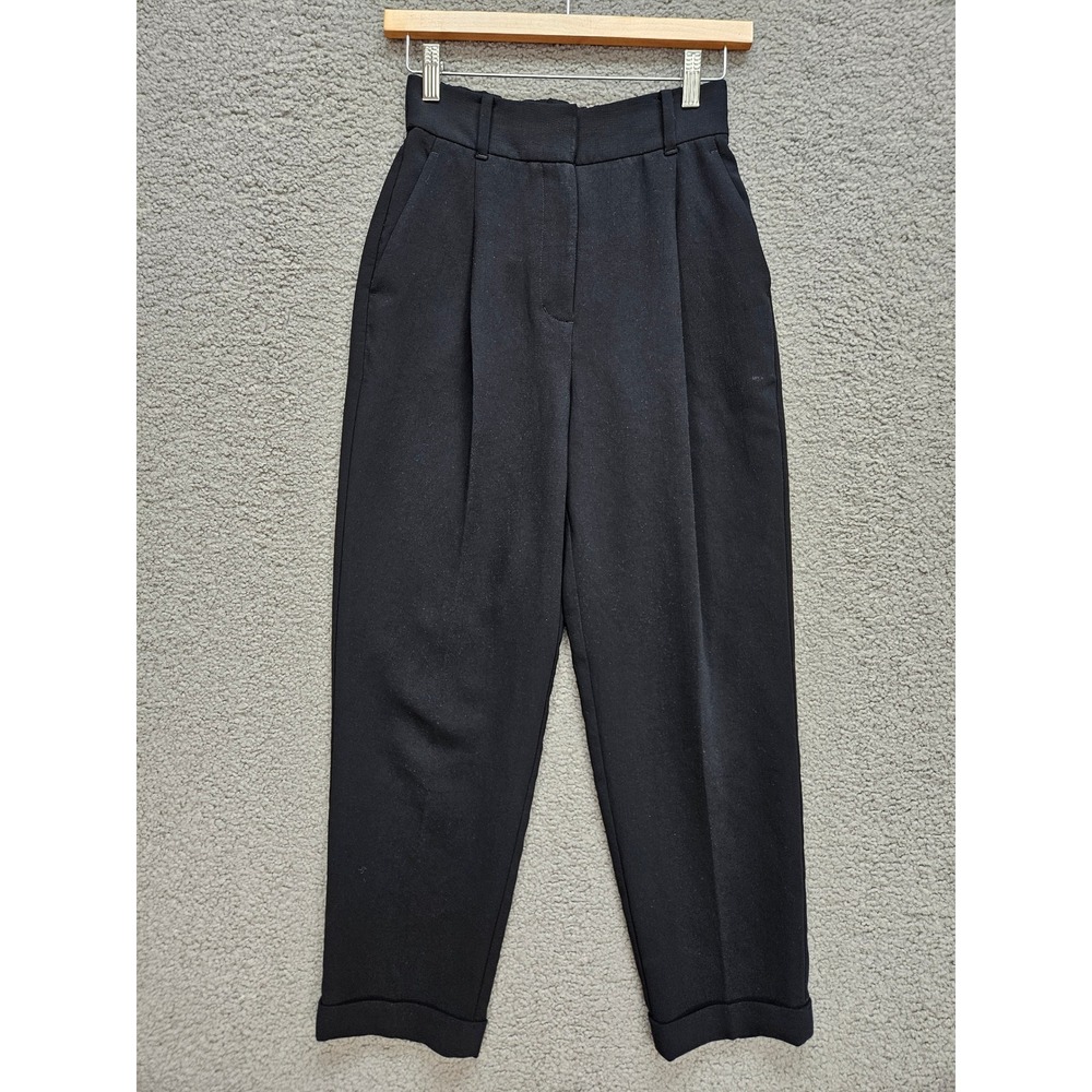Wilfred Aritzia Tie-Front Pant 0 Black High Waisted Pleated Career *FLAW*